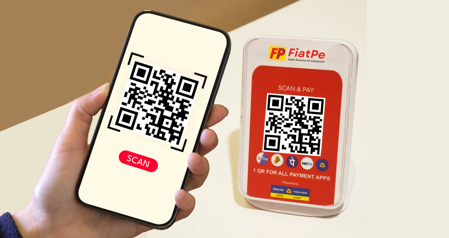 A vibrant promotional banner for the FiatPe soundbox, featuring the device prominently with colorful accents, highlighting its role in delivering instant payment voice alerts, multi-language support, and reliability for merchants using FiatPe’s payment solutions.