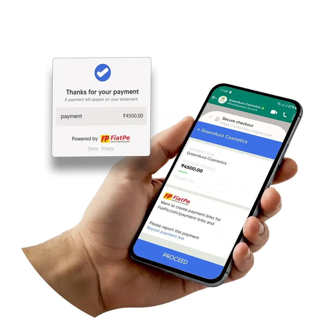 An engaging visual of the FiatPe platform’s “Start Accepting Payments” step, showing a successful payment notification and happy customers, highlighting how merchants can instantly begin receiving digital payments once their QR code is generated through FiatPe.